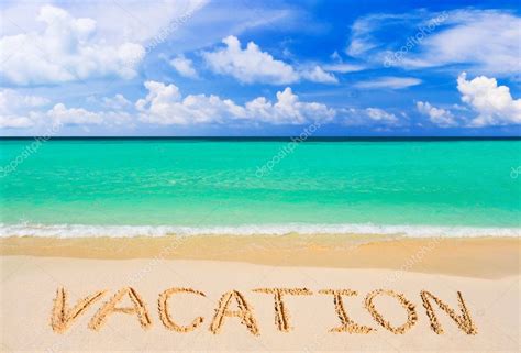 Word Vacation on beach — Stock Photo © Violin #5223733