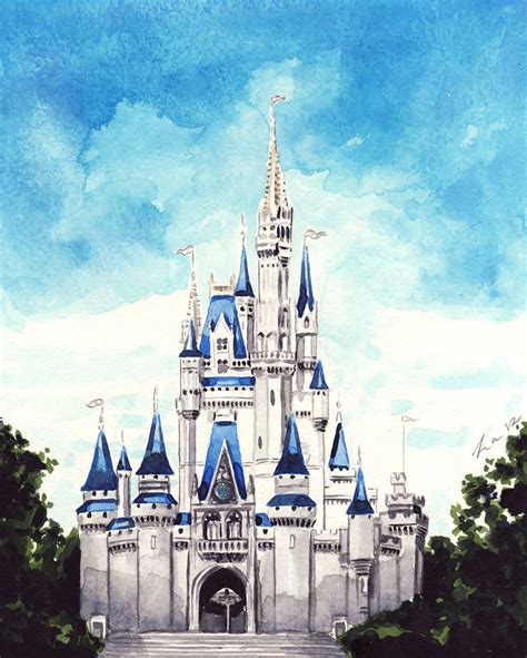Cinderella's Castle Art Print Wall Decor Watercolor Painting Walt Disney World Magic Kingdom ...