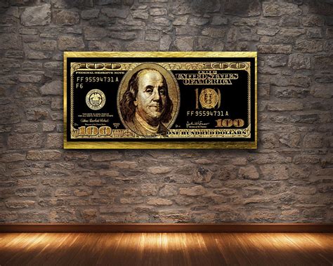 GOLD HUNDRED DOLLAR BILL | Motivational art, Rose gold wall art, Art prints