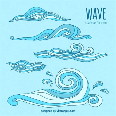 Free Vector | Collection of hand-drawn waves