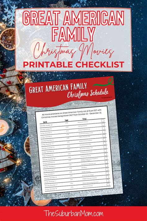 Great American Family Christmas Movie 2022 Schedule Checklist - Free Printable