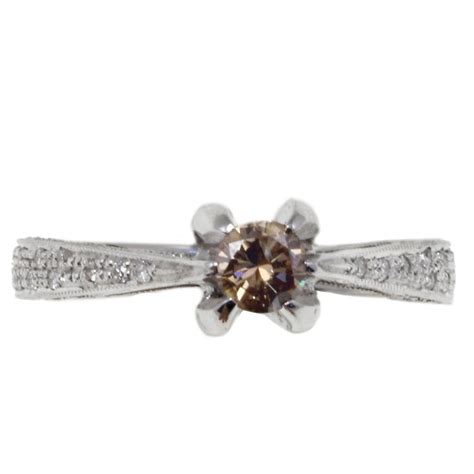 0.25 ct White Diamonds, 0.23 ct Brown Fancy Diamond White Gold ...