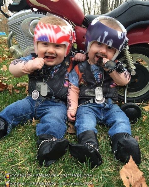 Adorably Tough Baby Twins Halloween Costumes With Orthotic Helmets