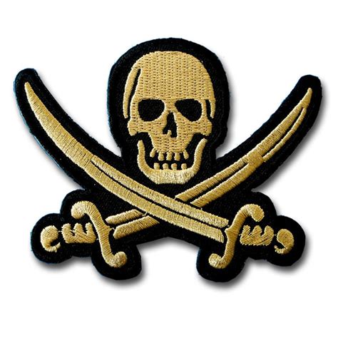 Pirate Skull Cross Sword Patch Iron on Jolly Roger Jack Rackham Badge Biker Race | eBay Patches ...