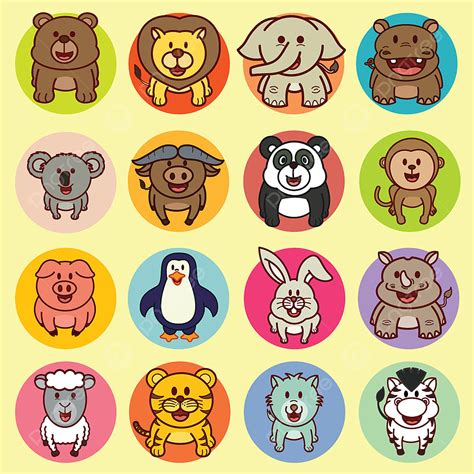 Cute Animal Set Vector Hd PNG Images, Cute Animal Icon Set, Cute Icons ...