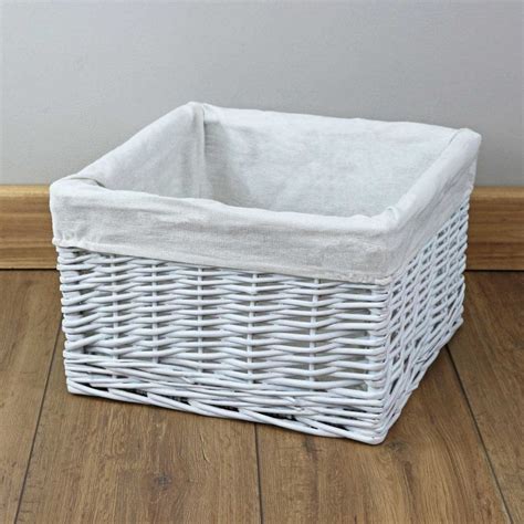 Square White Wicker Deep Storage Basket - The Basket Company