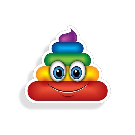 Rainbow Poop Face Emoji Sticker Die Cut Digitally Printed - Etsy Finland