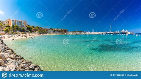 Port Adriano Beach in Summer, El Toro, Majorca, Balearic Islands, Spain Stock Image - Image of ...