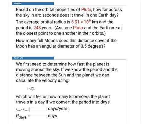 Solved Tutorial Based on the orbital properties of Pluto, | Chegg.com