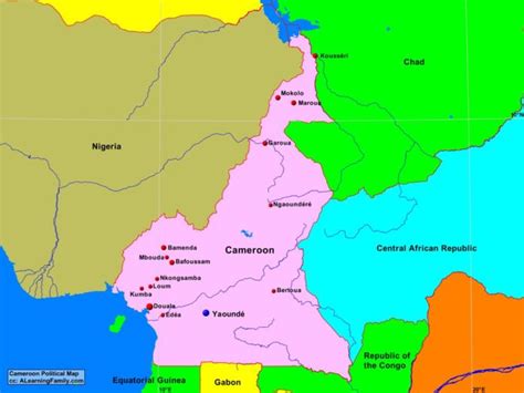 Cameroon Political Map - A Learning Family