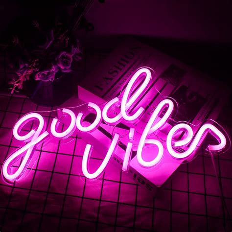 Neon Sign Decorations "Good Vibes "LED Neon Lights Party Decorations ...