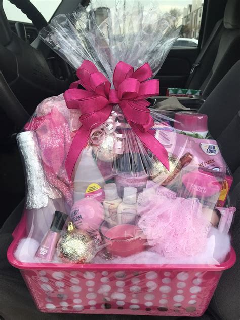 Pretty in Pink Basket | Pink gift basket, Themed gift baskets, Girl ...