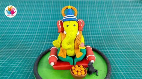 How to make Ganesh idol using Clay Dough/ Easy making Ganesha at home ...