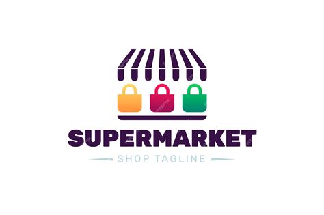 Diseño de logotipo de supermercado con lema de la tienda | Vector Premium