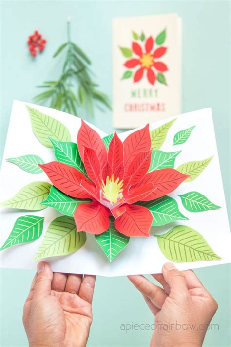 Festive DIY Pop Up Christmas Card (Free Template!) - A Piece Of Rainbow