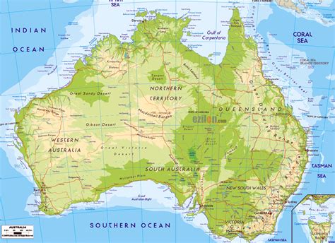 Large detailed physical map of Australia. Australia large detailed physical map | Vidiani.com ...