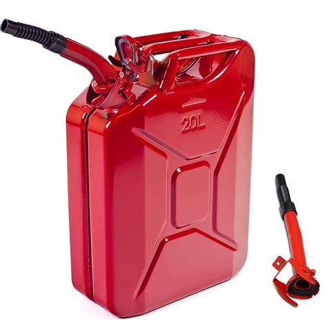 20L 5 Gallon Metal Gas Can Red with Fuel Can and Spout System, US Standard Cold-Rolled Plate ...