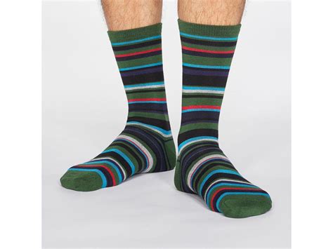 Green Stripe Bamboo Socks for Men SPM636