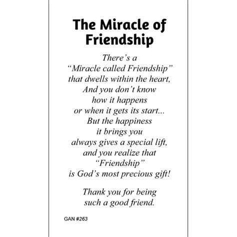 Miracle of Friendship Prayer Card | Gannon's Prayer Card Co.