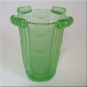 Stölzle art deco green glass vase pattern number 19680, made by their Hermanova Hut factory in ...