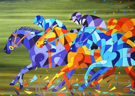 The Race is On – Horse Racing Original Painting - Barbara Rush Fine Art