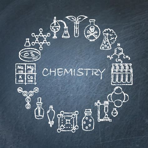 Premium Vector | Chemistry round banner on chalkboard