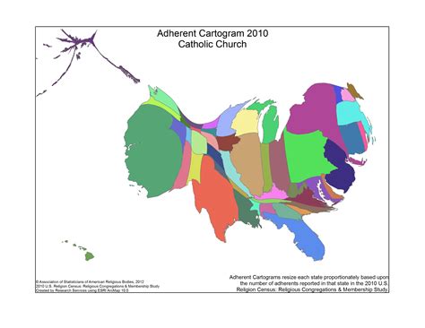 Cartogram of Roman Catholics in the United States [3300x2550] : MapPorn