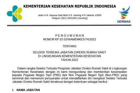 Ada Lowongan Kerja di Kemenkes Untuk 60 Jabatan Direksi di Rumah Sakit ...