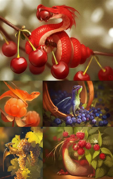 Fruit Dragons by Alexandra Khitrova : r/ImaginaryMonsters