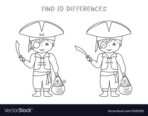 Halloween spot the difference game for kids Vector Image