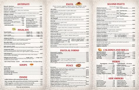 Villaggio menu in Massapequa, New York, USA