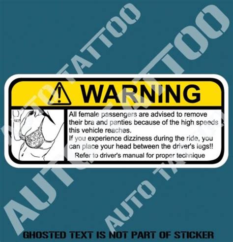 BRA PANTY REMOVAL WARNING DECAL STICKER HUMOUR FUNNY NOVELTY CAR DECALS ...