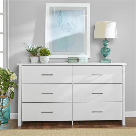 Mainstays Hillside 6-Drawer Dresser, Soft White Finish - Walmart.com | Dresser drawers, White ...