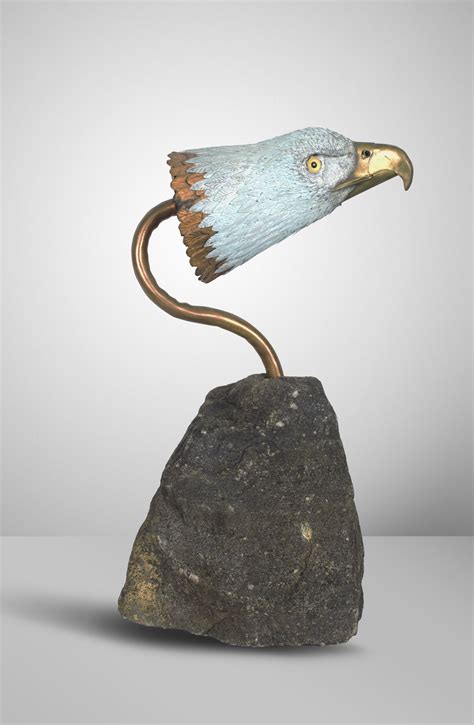 “Intensity” is a handmade one-of-a-kind American Bald Eagle head art sculpture made of copper ...