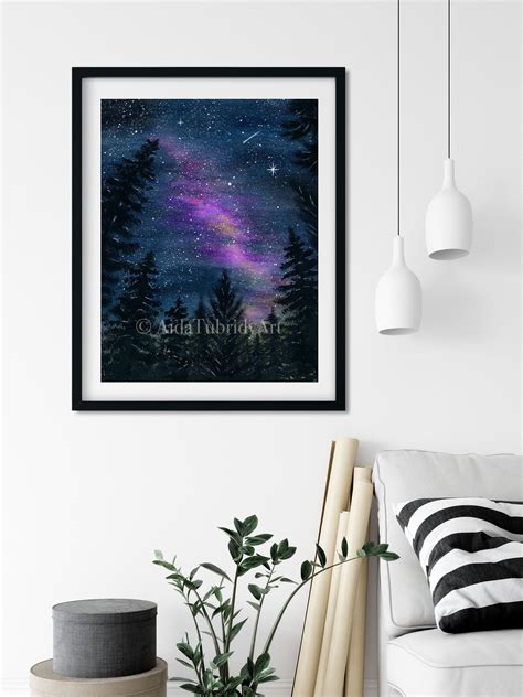 Galaxy Poster Print Galaxy wall art Purple Sky galaxy | Etsy