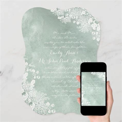 Watercolor Romantic Floral Sage Green Wedding Invitation | Zazzle