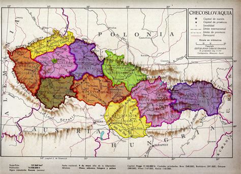 Map of the Old Republic of Czechoslovakia in 1974 / Mapa de la ex ...