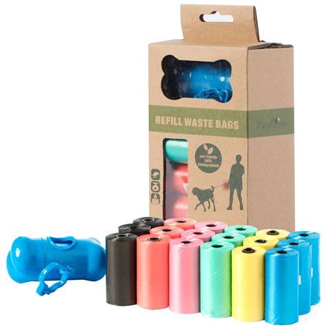 Biodegradable Colorful Unscented Pet Waste Bags with Dispenser and Leash Clip, Unscented Dog ...