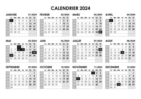 Calendrier annuel 2024 – calendrier.su