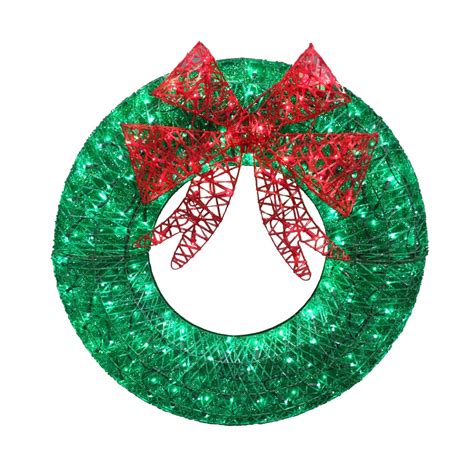 Shop Holiday Living 36-in Pre-Lit Indoor/Outdoor Deco Mesh Artificial Christmas Wreath with ...