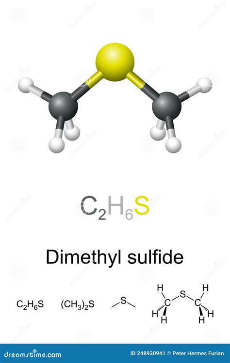 Dimethyl Sulfide, DMS, Chemical Formula And Molecule Model Cartoon Vector | CartoonDealer.com ...