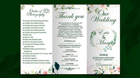 How To Design a TRI FOLD WEDDING PROGRAM OUTLINE in Photoshop | Step by Step - YouTube