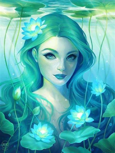 Water Lilies by Maxine Vee. ---- A water Maia maybe? | Mermaid art ...