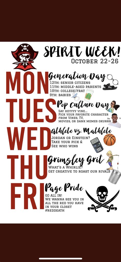 Spirit Week Inspo | School spirit week, School spirit days, Spirit week