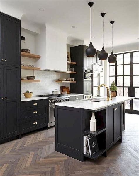 34 Stunning Black And White Wood Kitchen Design Ideas | White wood ...