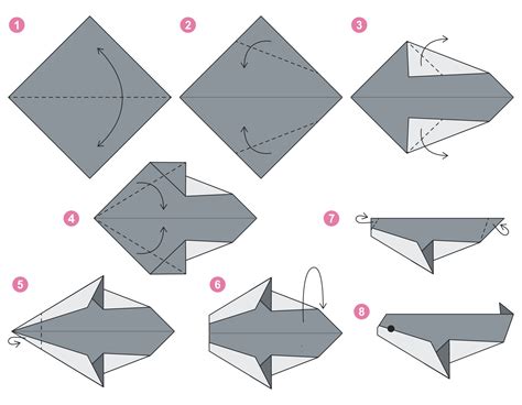 Killer whale origami scheme tutorial moving model. Origami for kids. Step by step how to make a ...