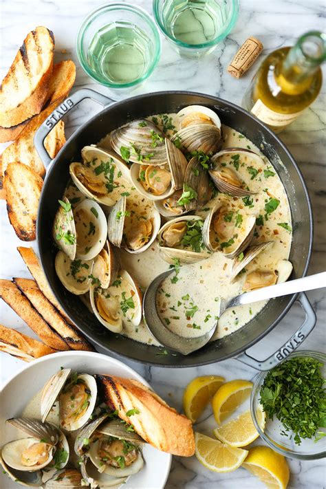 Garlic Butter Clams with White Wine Cream Sauce - Damn Delicious