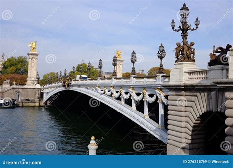 Iconic Pont Alexandre III Bridge, Featuring Statues and Decorative ...