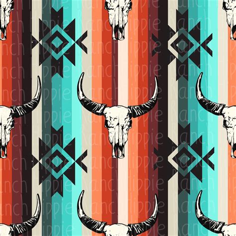 Seamless Pattern. Aztec Bull Skull. Digital Download Only. Png File - Etsy | Western wallpaper ...