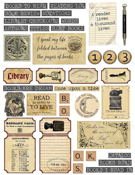 Library Scrapbooking Elements Printable Scrapbooking Junk - Etsy | Printable scrapbook paper ...